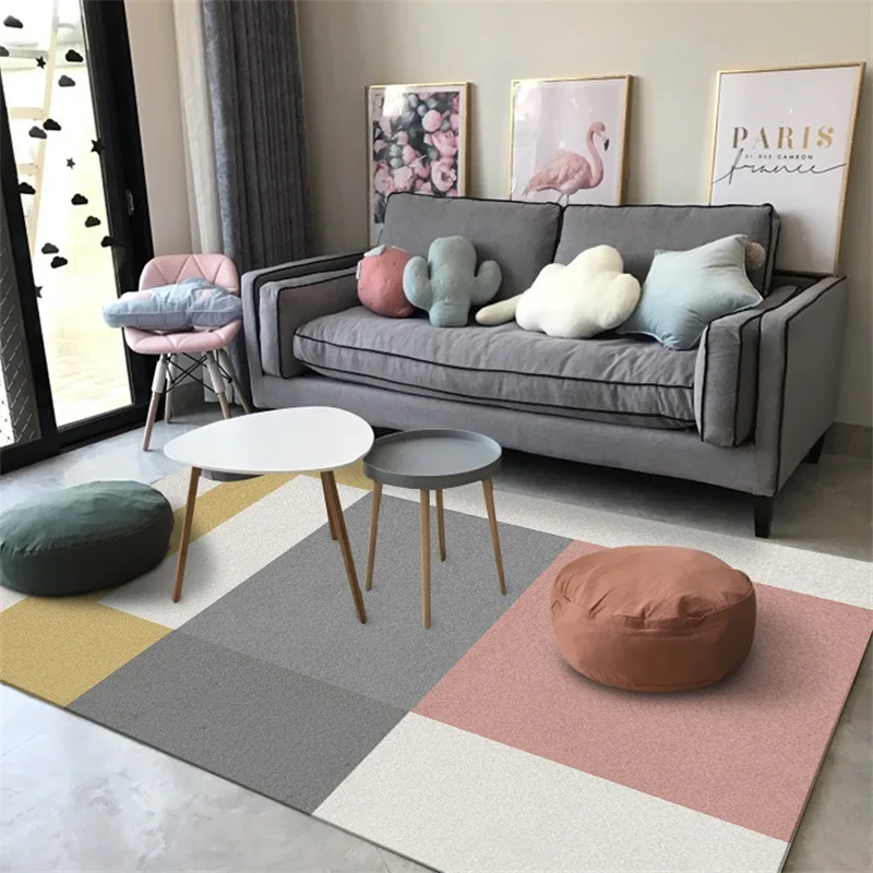 

Modern geometric Japanese style fashion Nordic style simple homestay bedroom living room crystal velvet floor mat carpet