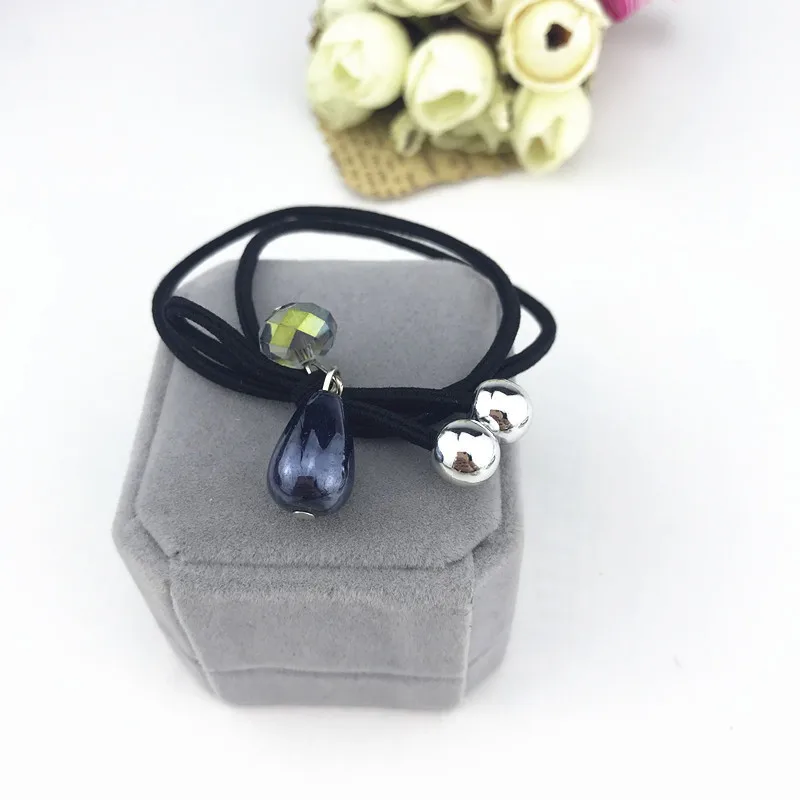 

The new two-in-one handmade bow hair tie high elasticity tie hair rhinestone temperament ladies rubber band head rope