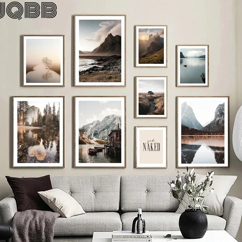 

Wall Art Canvas Painting Sunrise Mountain Lake Nature Landscape Nordic Posters And Prints Wall Pictures For Living Room Decor