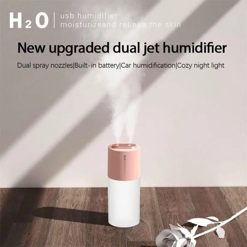 

2022 new wireless air humidifier portable USB large capacity mute humidifier essential oil atomizer LED light with romantic ligh