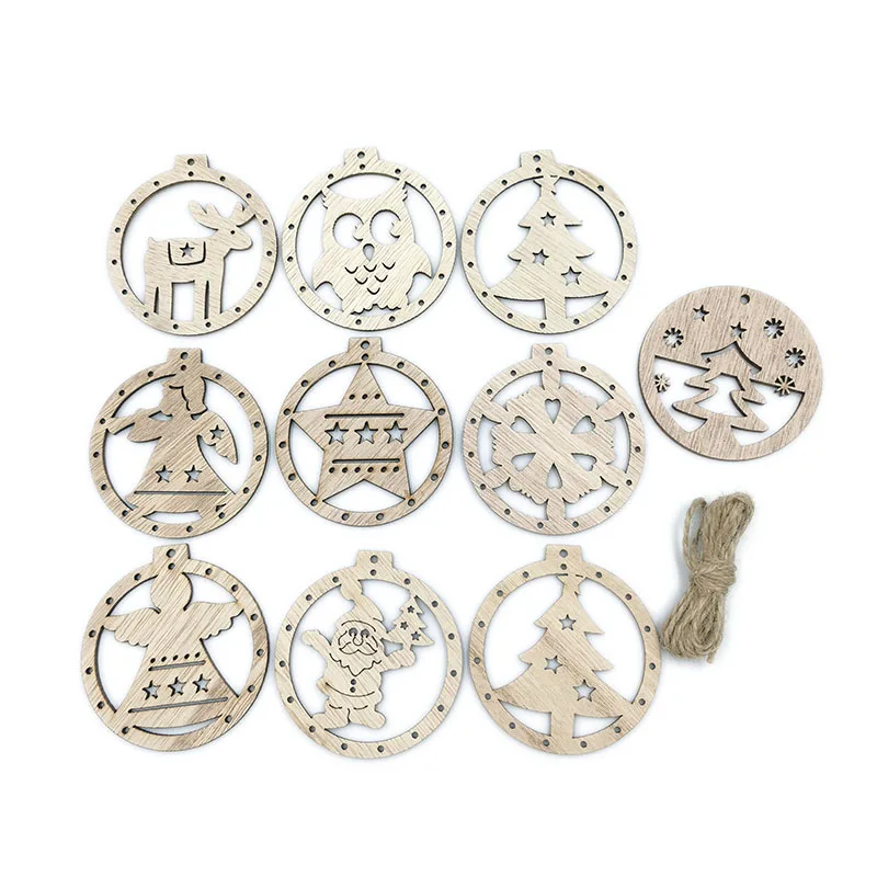 

10pcs Unfinished Christmas Wooden Ornaments Wood Slices for Craft DIY Craft Making Holiday Decoration