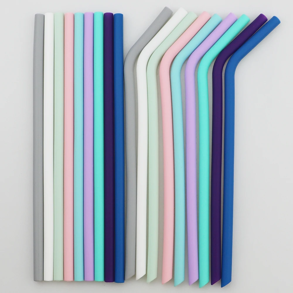 Изогнутые прямые питьевые соломинки пищевой класс складная силиконовая