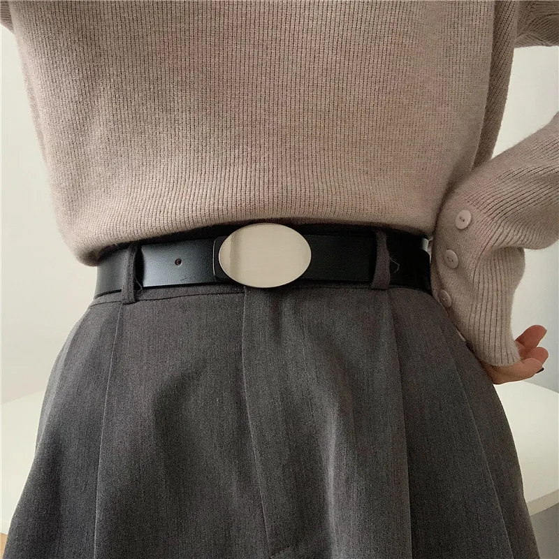 Винтажный кожаный мужской ремень в стиле интернет знаменитостей простой