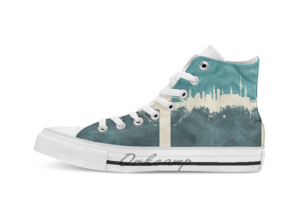 Гамбург Германия Skyline дышащая Повседневное с высоким берцем на шнуровке