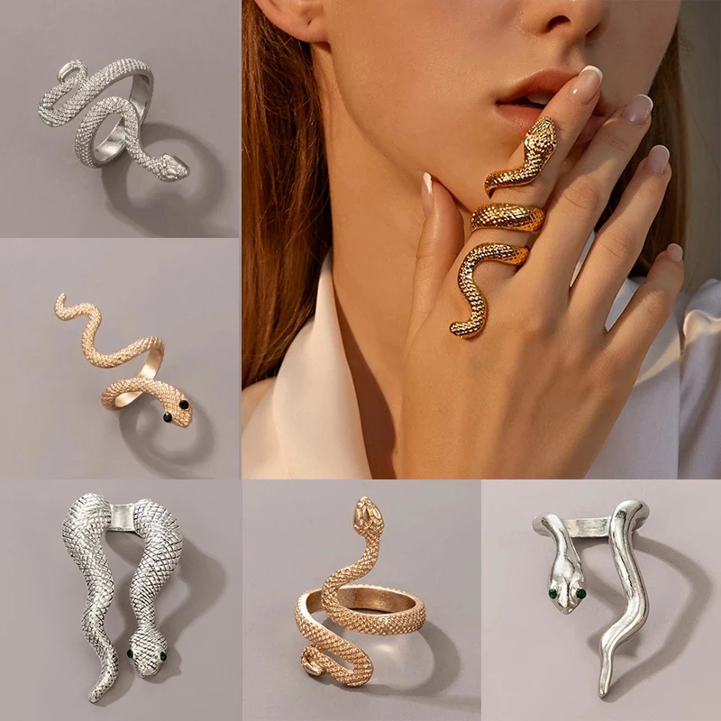 

HuaTang Vintage Snake Single Ring for Women Men Boho Silver Good Color Metal Open Animal Rings Charmings Party Jewelry кольца