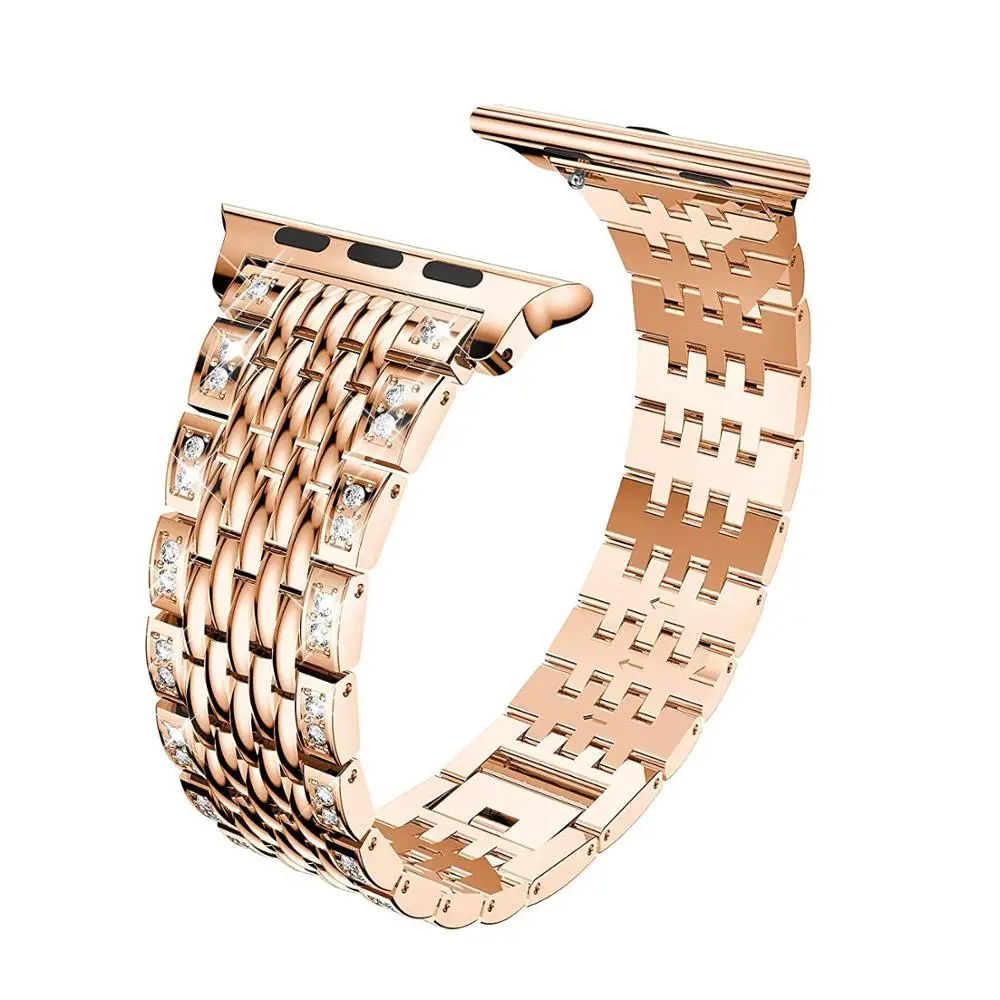 

Women Diamond Bracelet for Apple Watch 38mm 40mm 42mm 44mm Metal Wrist Band Stainless Steel Strap for iWatch Series 5/4/3/2/1