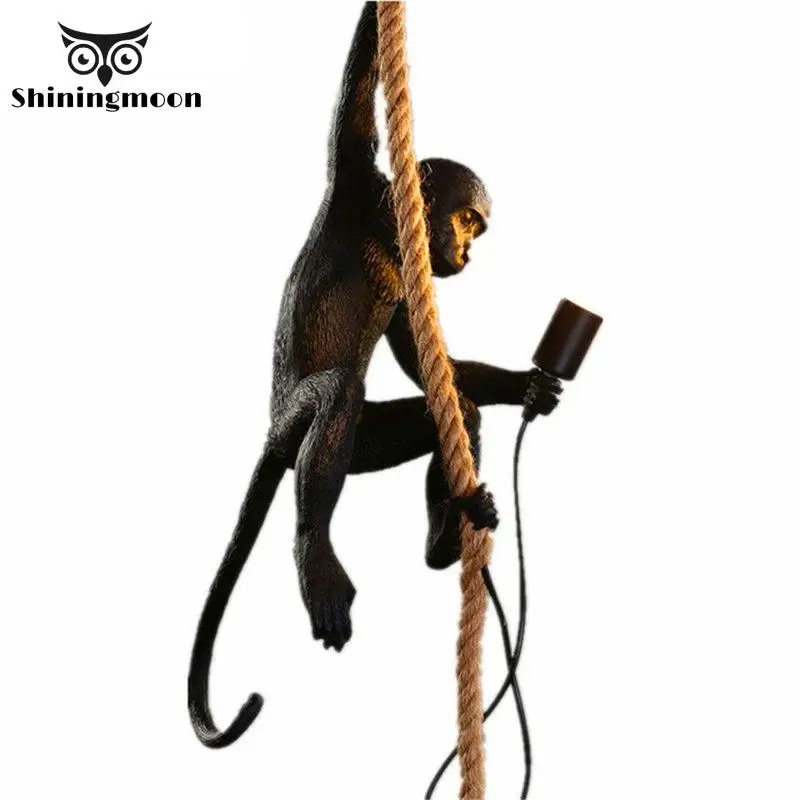 

Modern Monkey Lamp Rope Resin Pendant Lights Lighting Living Room Lighting Art Parlor Seletti Hanging Lamp Study Room Luminaire