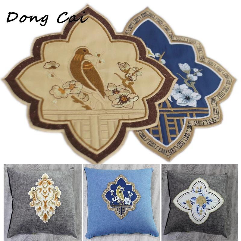 1pcs25*29 см цветы патчи вышитые утюжок на для одежды DIY подушка занавеска полосы