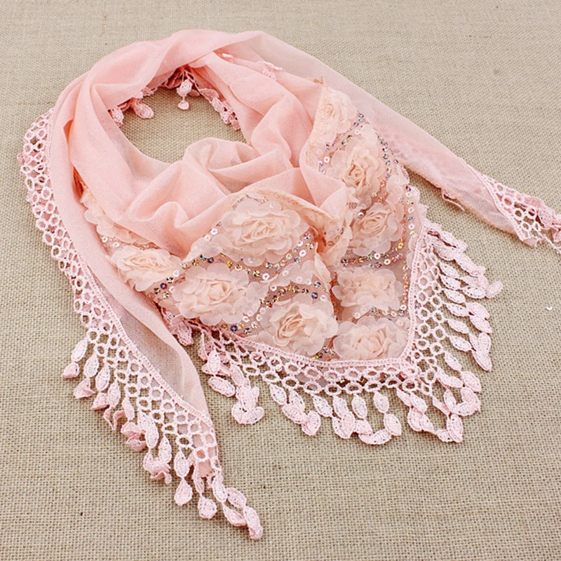 Модный женский шарф и жилет Борла Осенний Шелковый кружевной треугольный модный