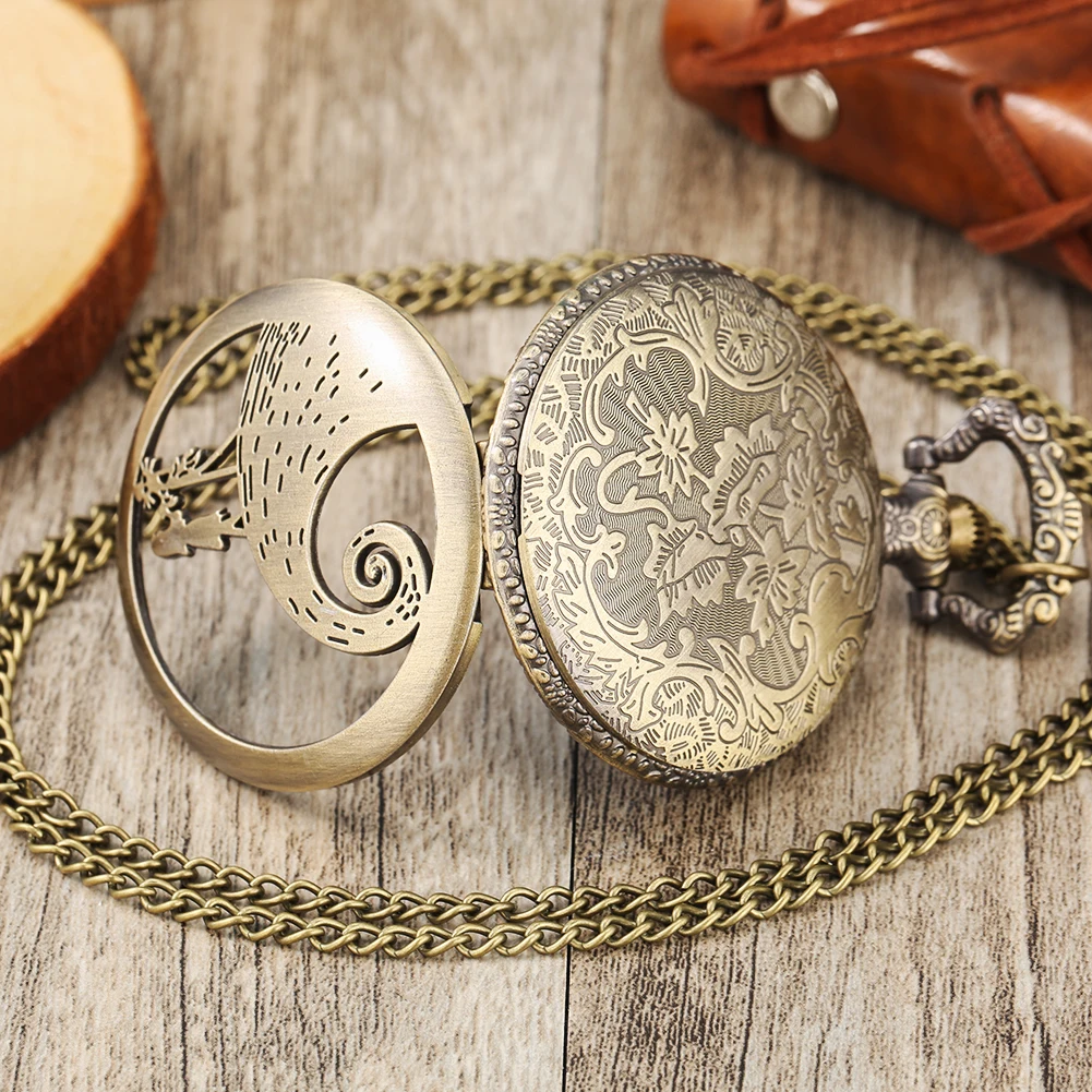 Exquisite Design Vintage Quartz Pocket Watch Fashion Necklace Pendant Chain with Gift Box Best Gifts Sets for Women Men