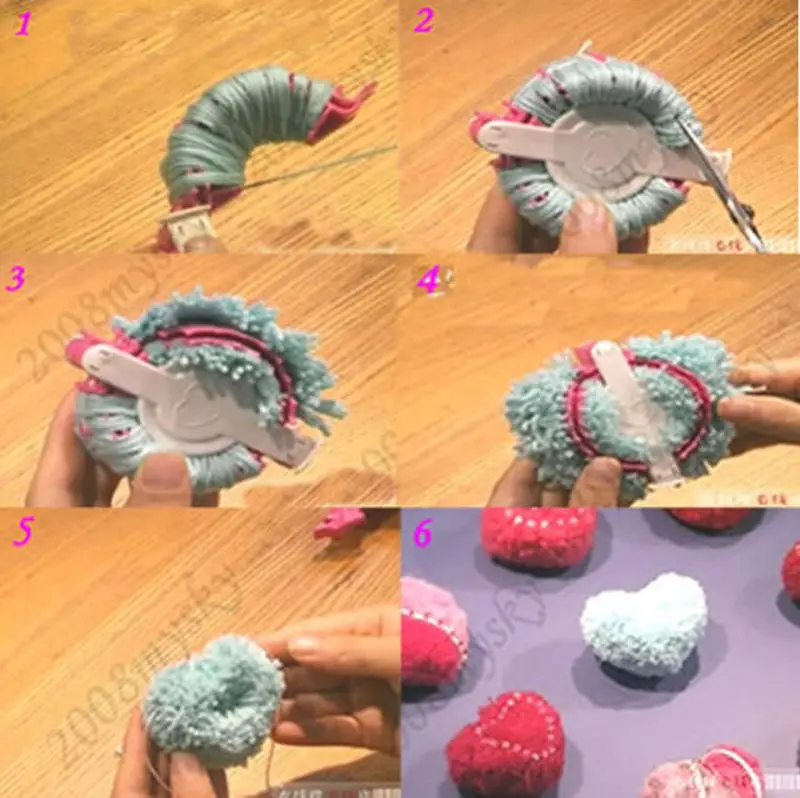 2X Размеры L + S сердце Форма Pom Maker для малышей майка с помпонами Вивер Вязание