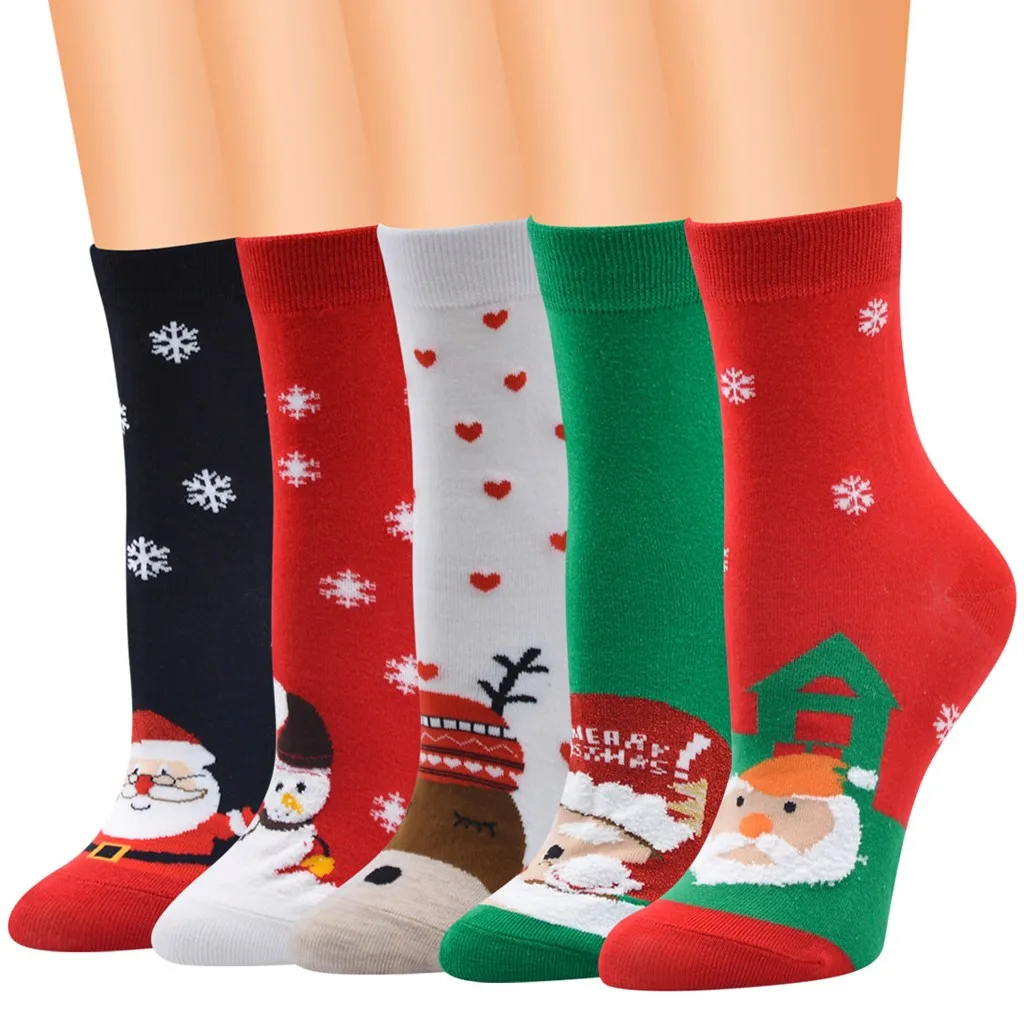 2019 New Autumn winter new year Santa Claus Christmas Snow Elk Gift socks long sock cotton men women size EUR 35-43 | Женская одежда