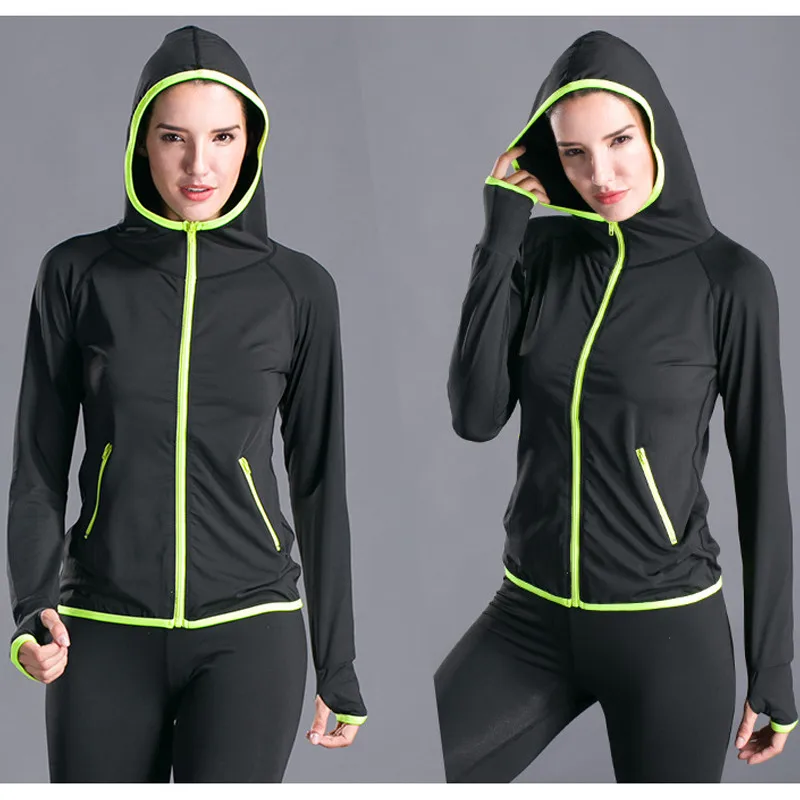 

Running Sport Sweater Gym Jacket Running Hooded Sports Women Jacket Womens Ladies Coat Zipper Sweatshirts Jacket Yoga Hole Thumb