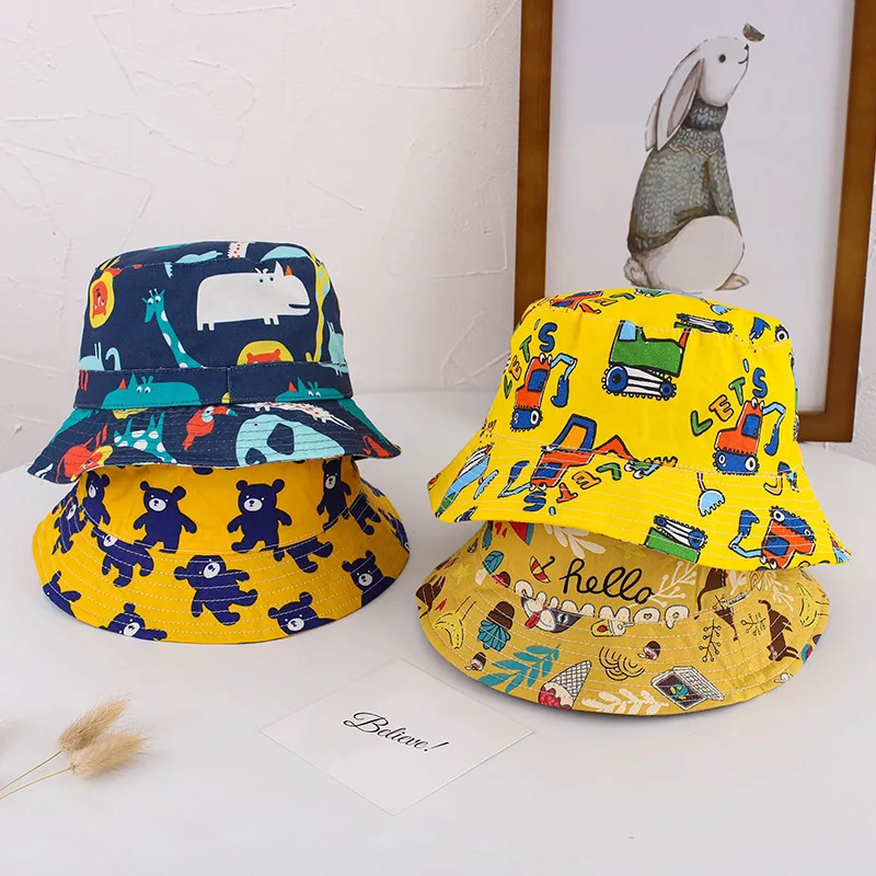 

Baby Bucket Hat Cartoon Color Floret Children's Caps Outing Shading Anti-UV Bucket Hats Spring Kids Sun Hat For Children Cap