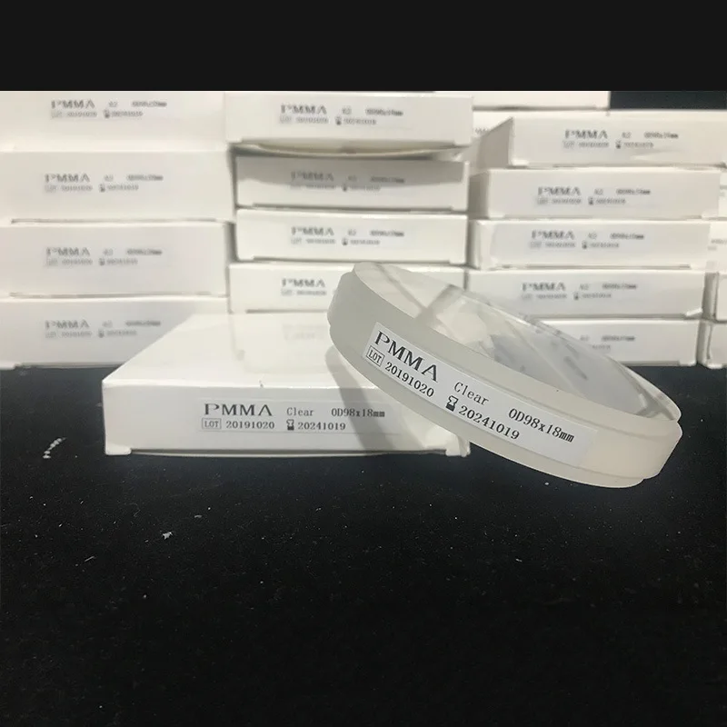 1pcs Dental PMMA Resin Plate For CAD/CAM System 98mm Resin Carving Plate Block 10-25mm Clear Dentist Materials Lab Tool