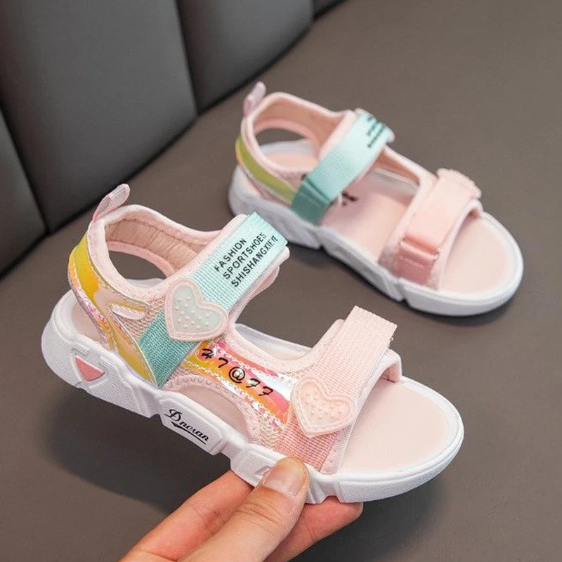 

Cute Girls Casual Sport Velcro Sandals Anti-skid 3-18 Years Old Kids Beach Shoes Light Weight T21N04LS-82