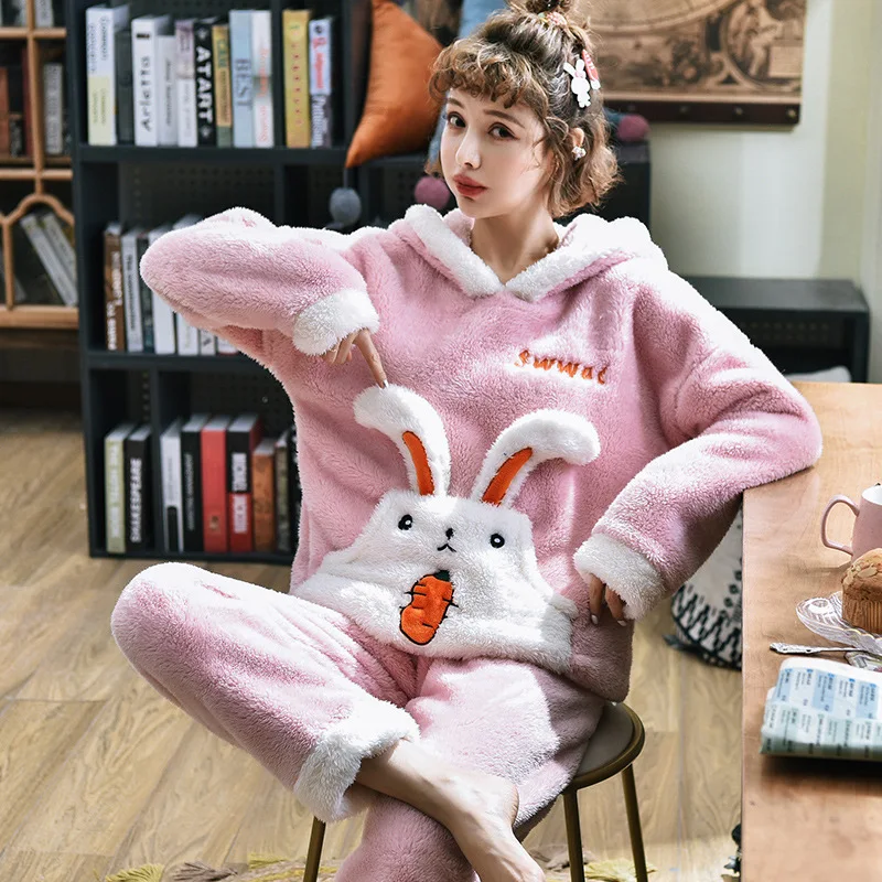 Новая Пижама женская зимняя Коралловая плюшевая утолщенная Корейская версия