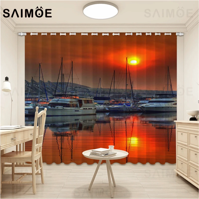 

Sunset Shower Curtain Red Sky Natural Scenery Bathroom Curtains Waterproof Fabric Plant Tree Curtain For Bath Decor With Hooks