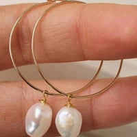 beautiful fashion white baroque pearl gold 14k earrings gift freshwater gift classic wedding mothers day party valentines day