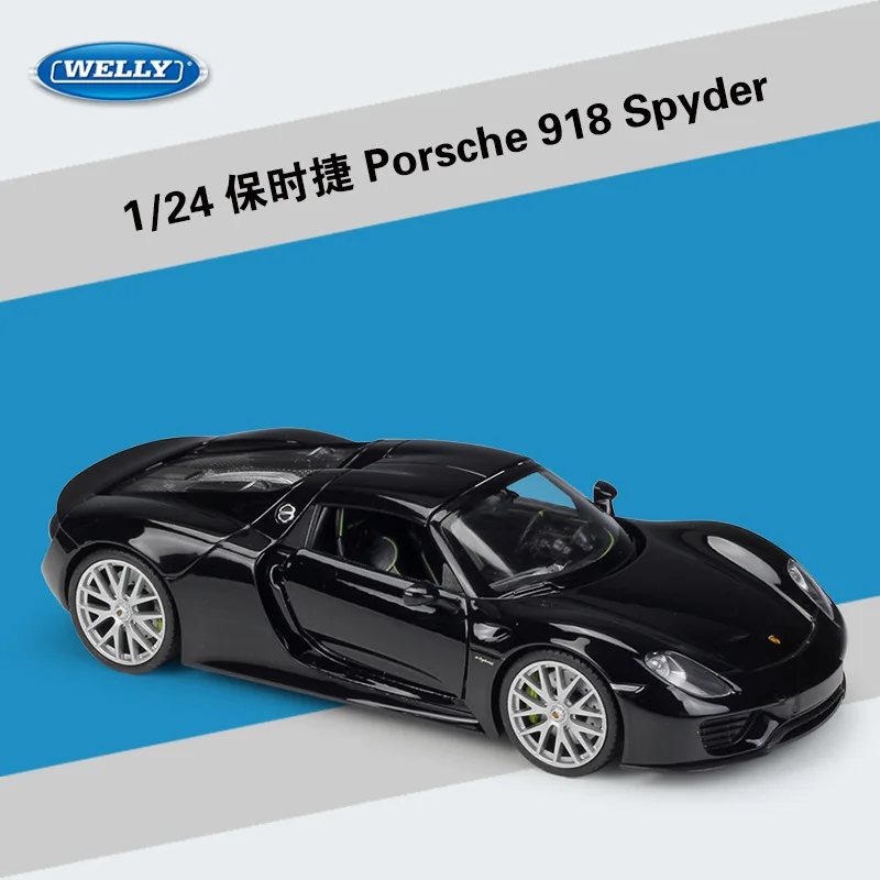 

Welly 1:24 Diecast Porsche 918 Spyder Concep Open-top Black Grey Sport Cars High Simulation Vehicle Alloy Metal Model Car