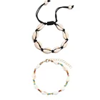 Плетеный браслет из ракушек ручной работы для женщин и мужчин, Креативные украшения из натуральных пляжных ракушек, аксессуары из нитей с бусинами браслеты из ракушек