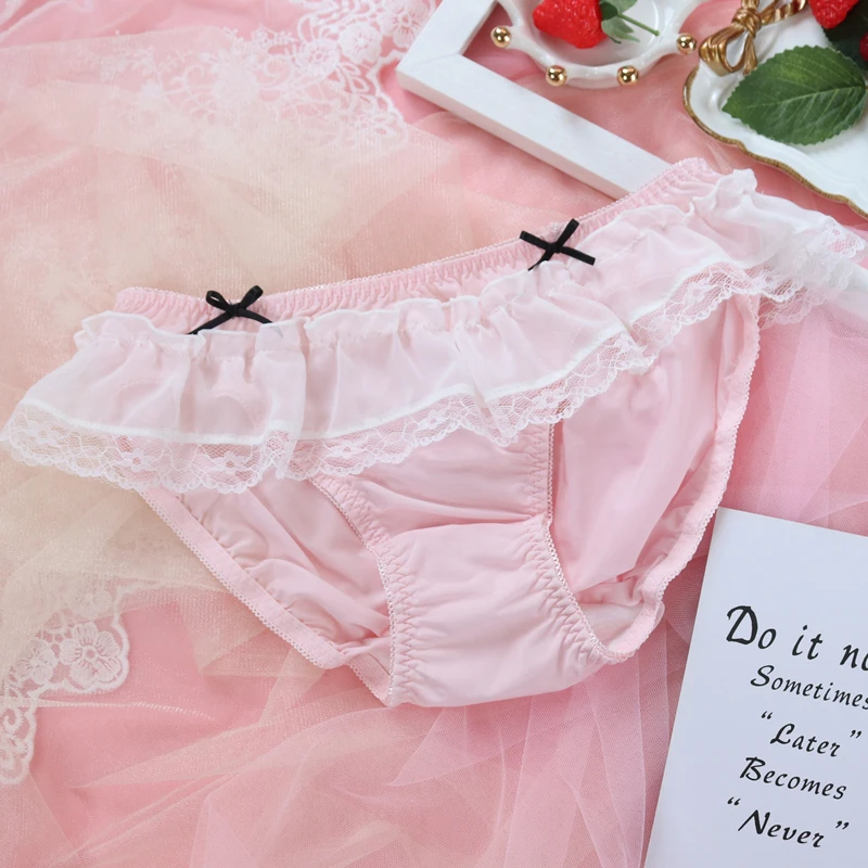 Sexy Young Girl Women's Cute Cat Underwear Set Sweet Lolita Bow Lace Trim Bra & Panties Set Lingerie Set Push Up Bra set Pink