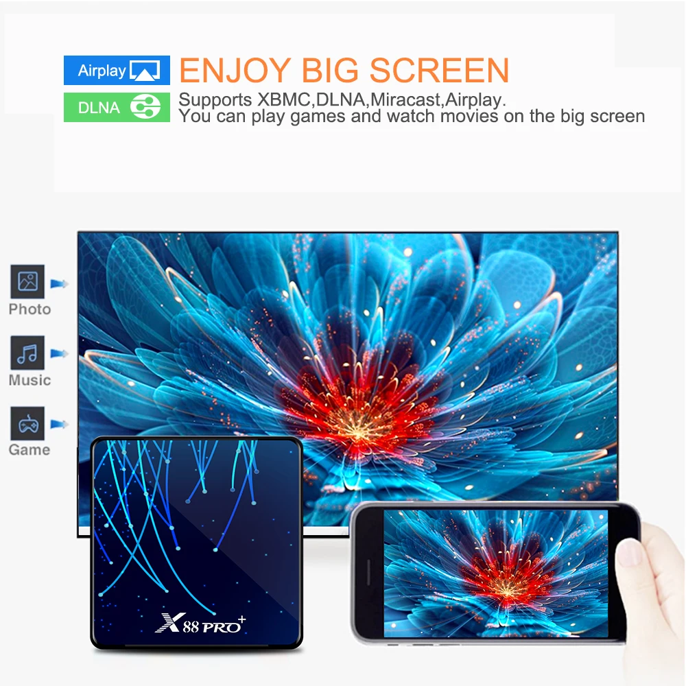 ТВ приставка X88 PRO Plus на Android 9 0 4 + 32/64 ГБ 8 ядер 4K (3840x2160 пикселей)|ТВ-приставки и