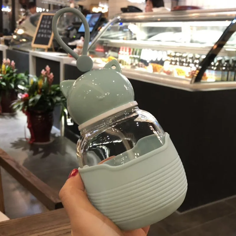 New Creative Glass Kettle Cute Female With Lid Mug Simple And Fresh Tea Cup Couple Student Literature Art Water Bottle | Дом и сад