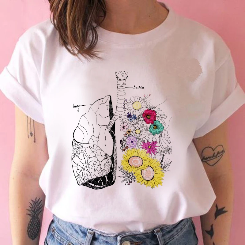 

2020 Organ flower summer new printed T-shirt Short Sleeve Graphic Tees Women Vogue T-shirt ladies summer casual O-neck