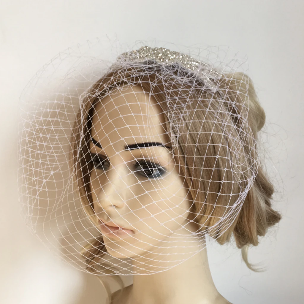 Prettyia, винтажная клетка для птиц, вуаль, сетка, вуаль, короткая фата невесты с расческой, повязка на голову для невесты, свадебные, вечерние, аксессуары для волос