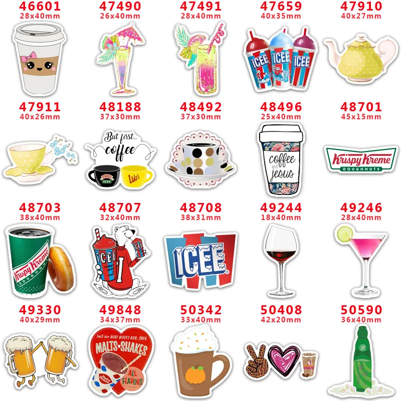 

DIY Craft Supplies Sewing Accessories Cartoon Drinks Printed Planar Resins Mold 10 Pieces. PR-46601