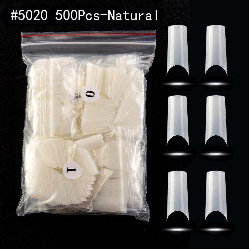 

Кончики для ногтей 500 шт. изогнутые искусственные ногти прозрачные натуральные белые французские акриловые ногти для дизайна ногтей наклад...