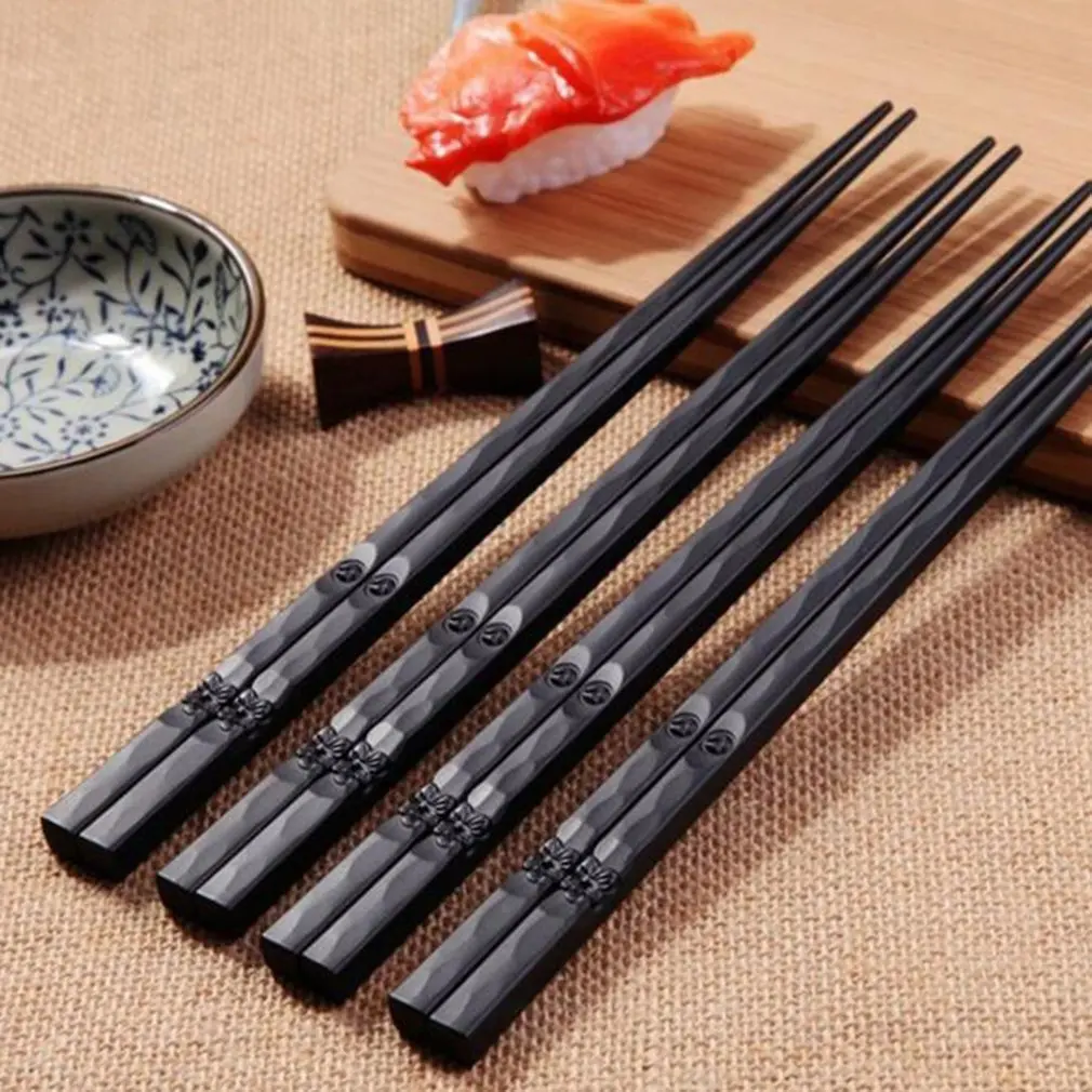 

1 Pair Japanese Chopsticks Alloy Non-Slip Wood Color Sushi Chop Sticks Set Chinese Gift Family Friends Colleagues Gifts