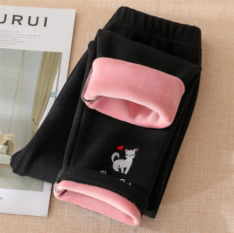 Леггинсы для девочек на осень и зиму утепленные флисовые бархатные детские брюки