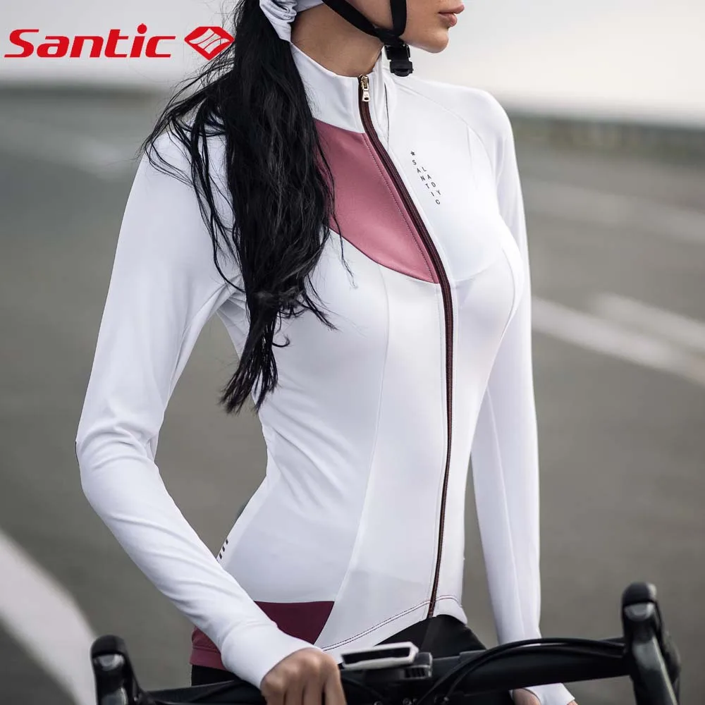 

Женская осенне-зимняя велосипедная куртка Santic, профессиональная посадка, теплая флисовая ткань для езды на горном и шоссейном велосипеде, т...