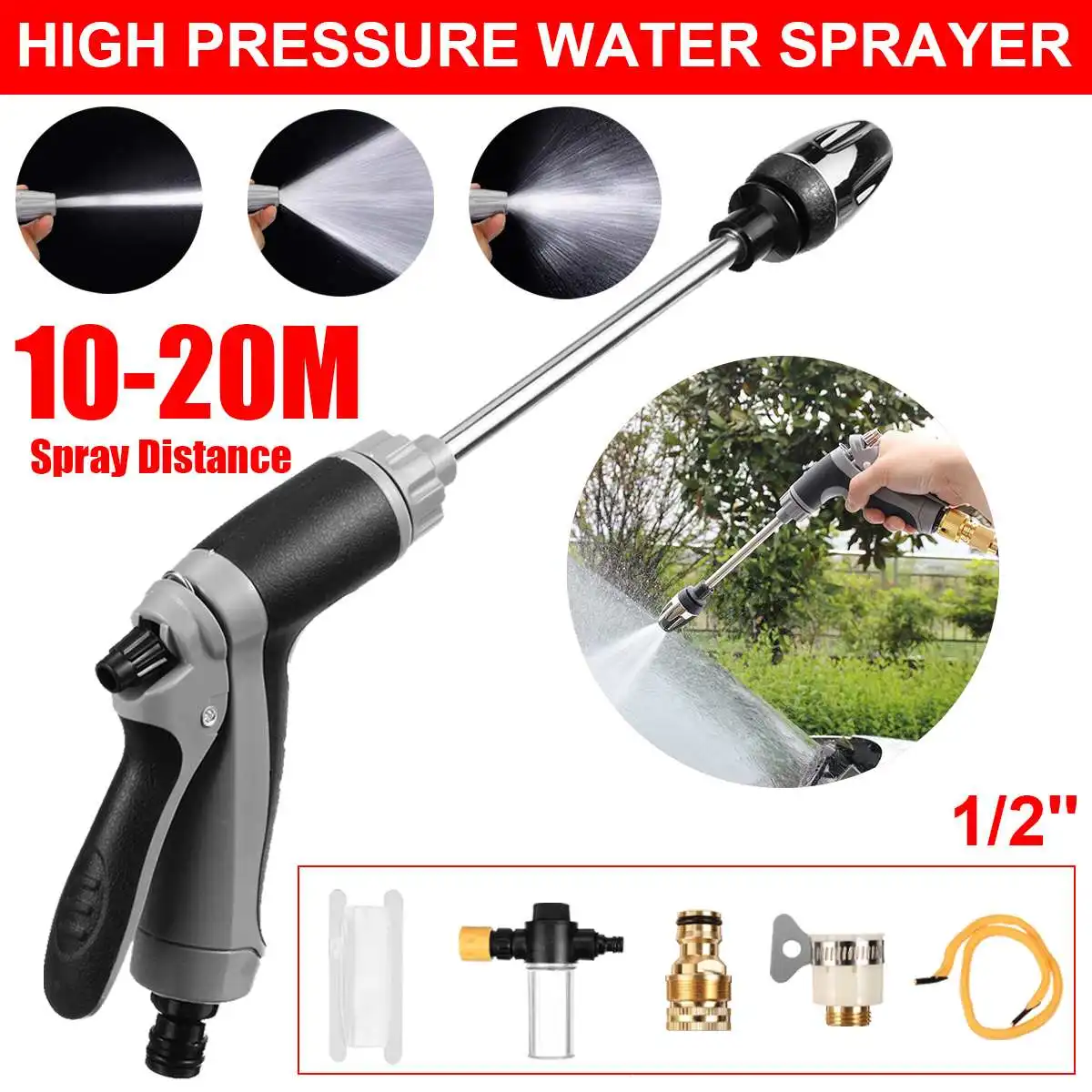 

Металлический водяной пистолет высокого давления, мойка автомобиля, очиститель садового шланга, водный резак из вспененного материала для ...