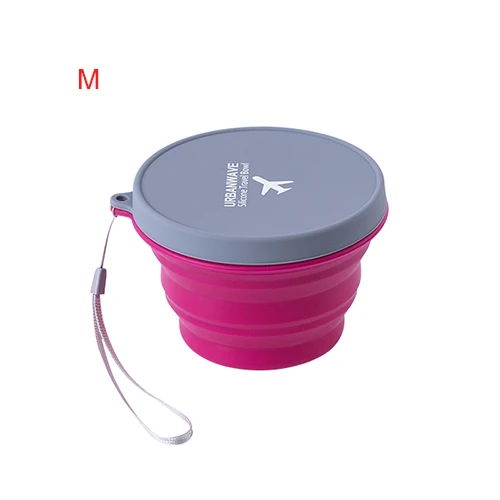 M - Rose Red Портативная дорожная силиконовая чашка, аксессуары, Складная портативная походная вода, фрукты, быстрорастворимый контейнер для лапши, товары для продуктов - Цвет: M - Rose Red