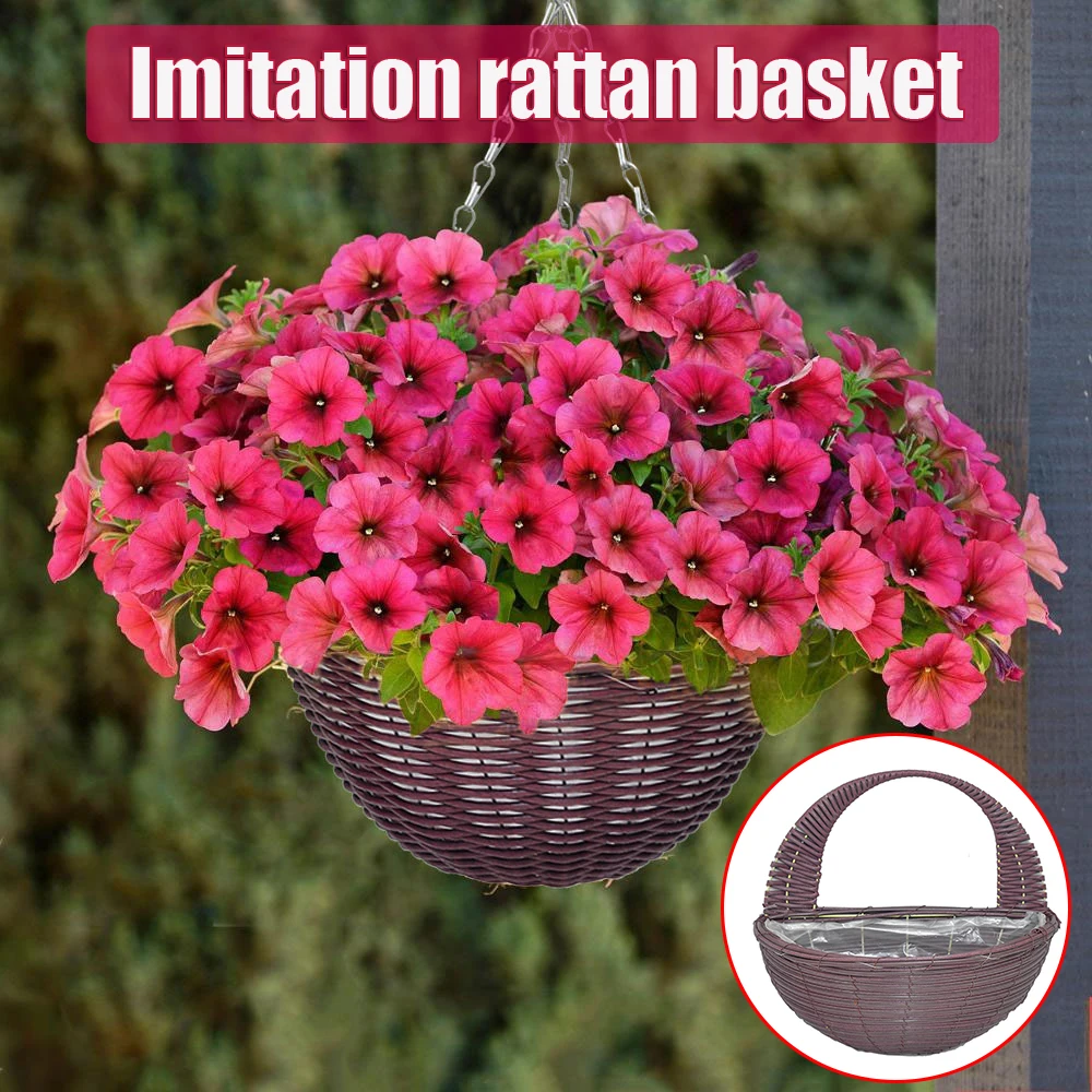 

Newly Wall Hanging Basket Flower Pot Imitation Rattan Crafts Breathable Durable Pot Decoration for Home Garden Courtyard