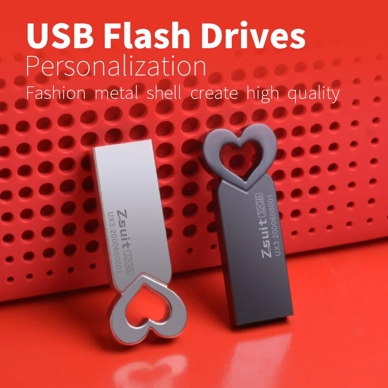 

USB-флеш-накопитель металлический в форме сердца, 4-64 Гб