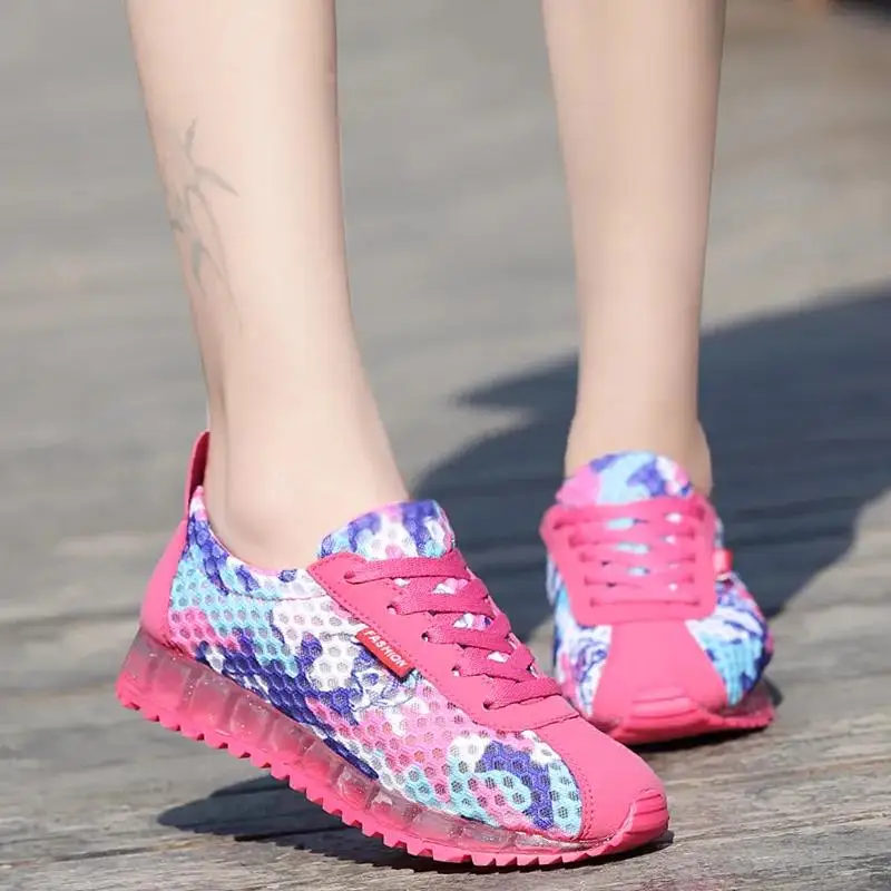

Summer 2021 Women's Shoes Mesh Cut Out Air Permeability Shoes Flat Sole Shoes Vulcanized Sports Leisure Thick Sole Running Shoes