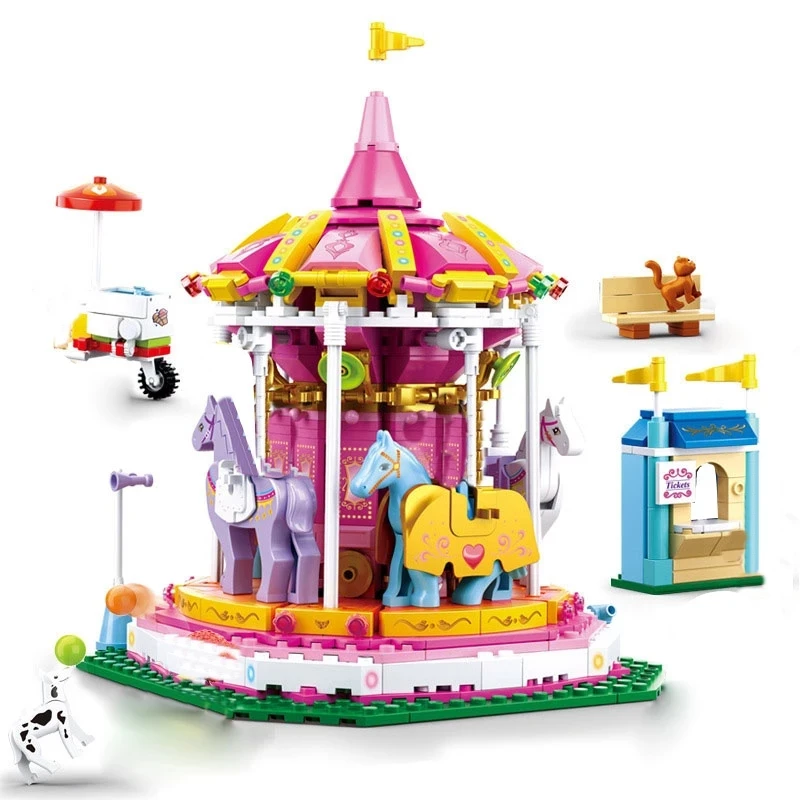 

Sluban 789Pcs Girls Series Playground Ferris Wheel Building Blocks ChildrenAmusement Park Figures Model Bricks Toy For Kids Gift
