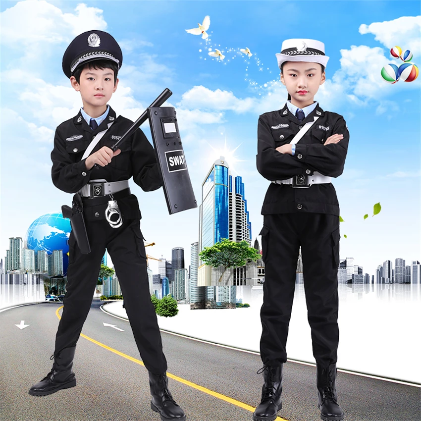 Костюм офицера полиции дорожного движения для мальчиков и девочек косплей