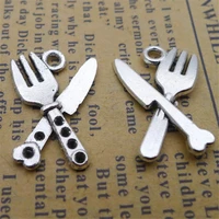 knife and fork tableware charm pendants jewelry making finding diy bracelet necklace earring accessories handmade tools 5pcs