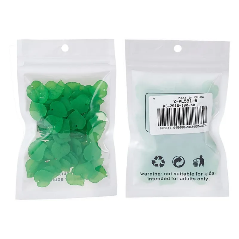 50 шт. Матовые прозрачные акриловые подвески в виде листьев женский браслет