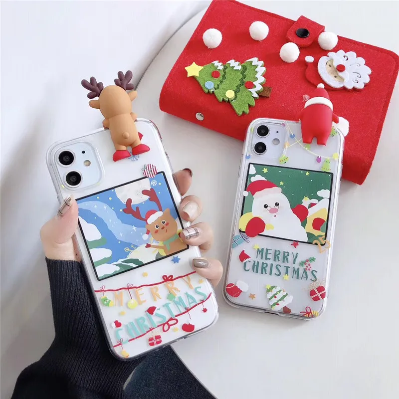 Cartoon Deer Christmas Phone Case For iPhone 11 Pro Max XR XS X Silicone Matte Cover 7 8 Plus 6 6S Xmas Gifts |