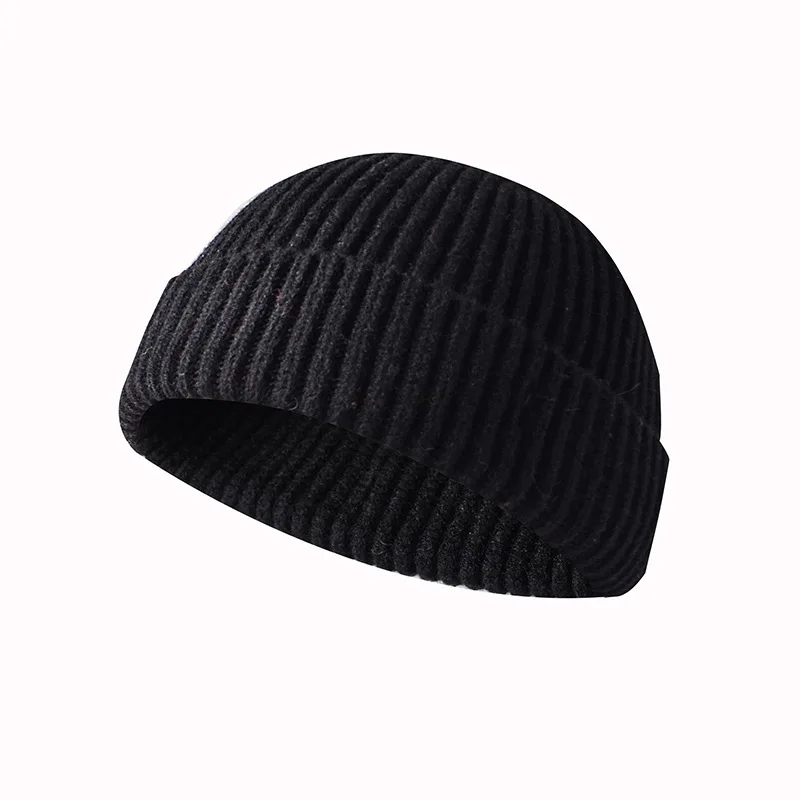 

Fashion Beanie Hat Men's and Women's Yuppie Hat Thickened Warm Melon Leather Hat Solid Color Dome Knitted Wool