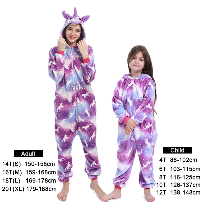 Одежда для мальчиков и девочек Kigurumi пижамы устанавливает панда Единорог женщин