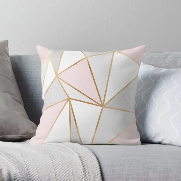 

Pink Grey Gold Geo Printing Throw Pillow Cover Anime Soft Comfort Sofa Decorative Home Case Waist Cushion Pillows not include