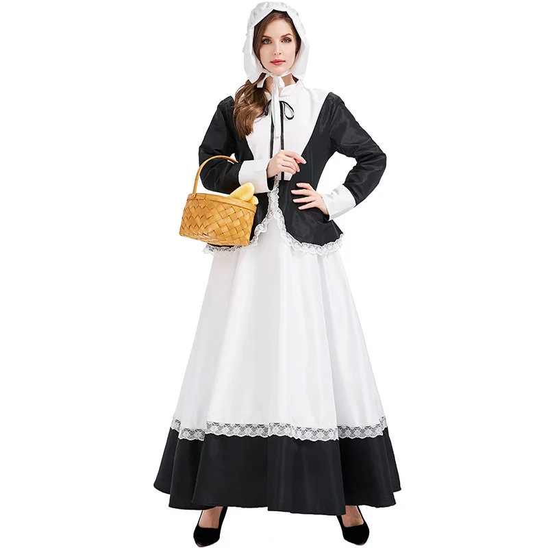 

Farm Maid Vintage Manor Servant Uniform Long Dress Cosplay Costume Suit for Girls Woman Maid Party Stage Costumes