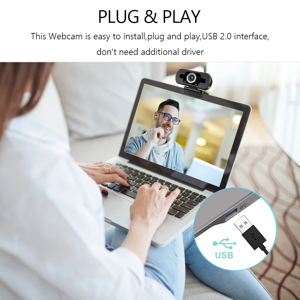 Веб камера HD 1080P с USB Компьютерная микрофоном для ноутбука ПК игр видеозвонков